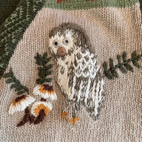 Northern Reflections Vintage Fall Acorn Owl Squirrel Button Front Sweater Vest - Picture 6 of 11